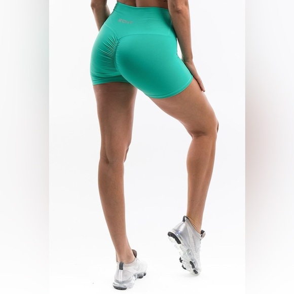 ECHT Force Scrunch Ruched Seam Bike Shorts in Aqua Green Women’s Small - Picture 1 of 4